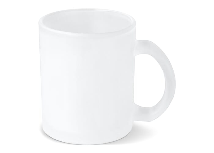 Mug publicitaire en verre dépoli 335ml Mallorca Ecru / Transparent